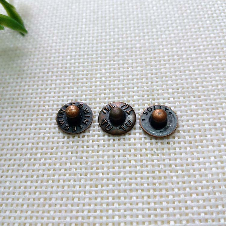 TTZD10 carve words brass rivet for denim /garment accessories
